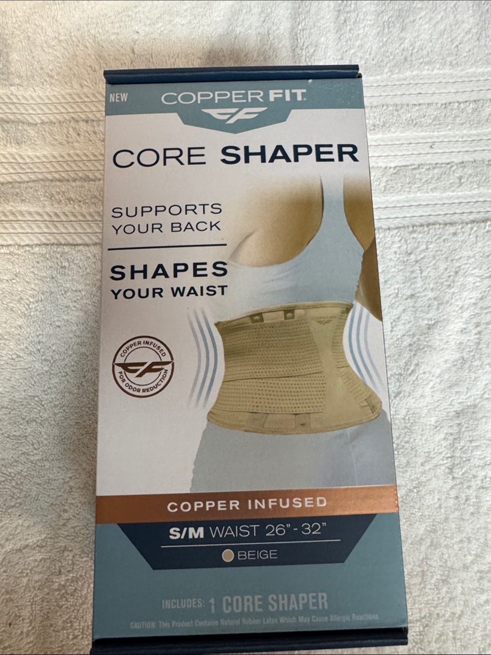 Copper Fit Core Shaper Waist Support - Beige Small Waist 26”-32” Supports Back